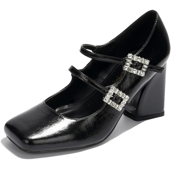 •CAPE ROBBIN• “Selina” Double Strap Mary Jane Heels - Black // NIB - Picture 2 of 16